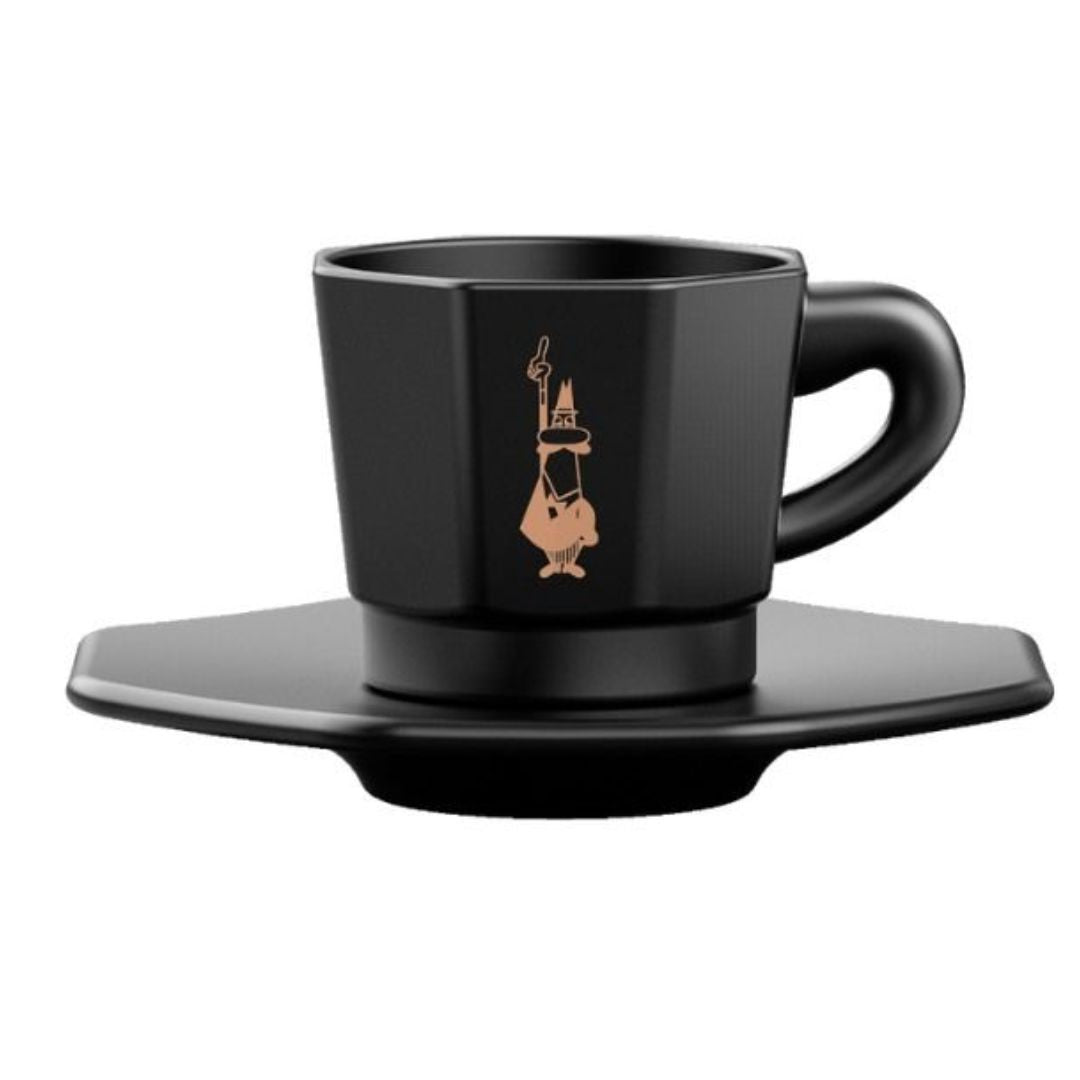 Set of 4 porcelain espresso cups with saucers 75 ml Bialetti Octagonal