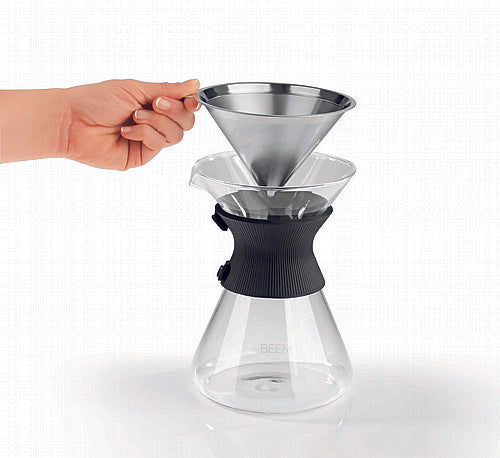 Glass Pour Over Carafe for Filter Coffee - BEEM Pour Over Carafe | Fits 6 cups
