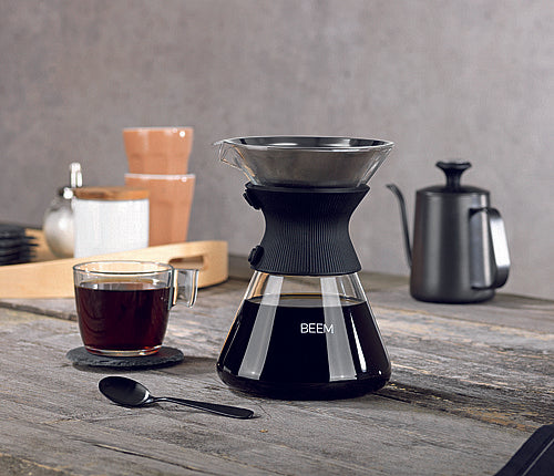 Glass Pour Over Carafe for Filter Coffee - BEEM Pour Over Carafe | Fits 6 cups