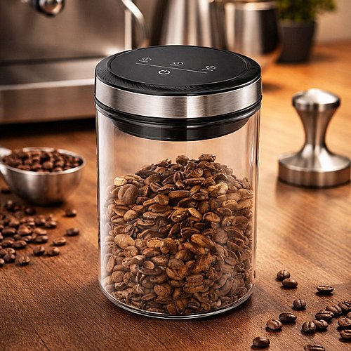 Chromex 1.6 liter electric glass vacuum container for coffee storage